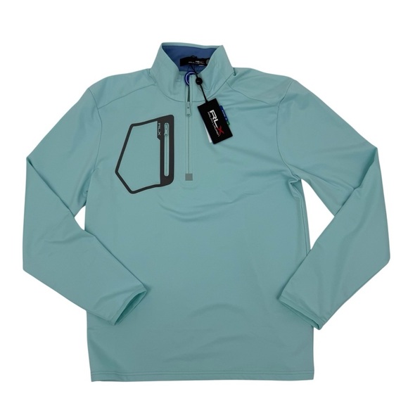 Ralph Lauren RLX Men’s Size Small 1/4 zip Soft aqua pullover shirt top NWT - Picture 1 of 11
